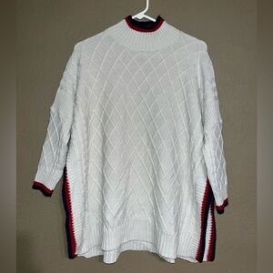 MERSEA Sailor Sweater Cream Lattice High Neck 3/4 Sleeve NWT